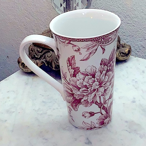 COPY - 222 FIFTH ADELAIDE MAROON LATTE MUG CUP PORCELAIN NEW 16 OZ - Picture 1 of 6